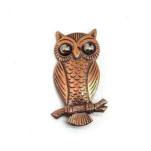 Vintage Copper Owl Brooch by Bell Trading